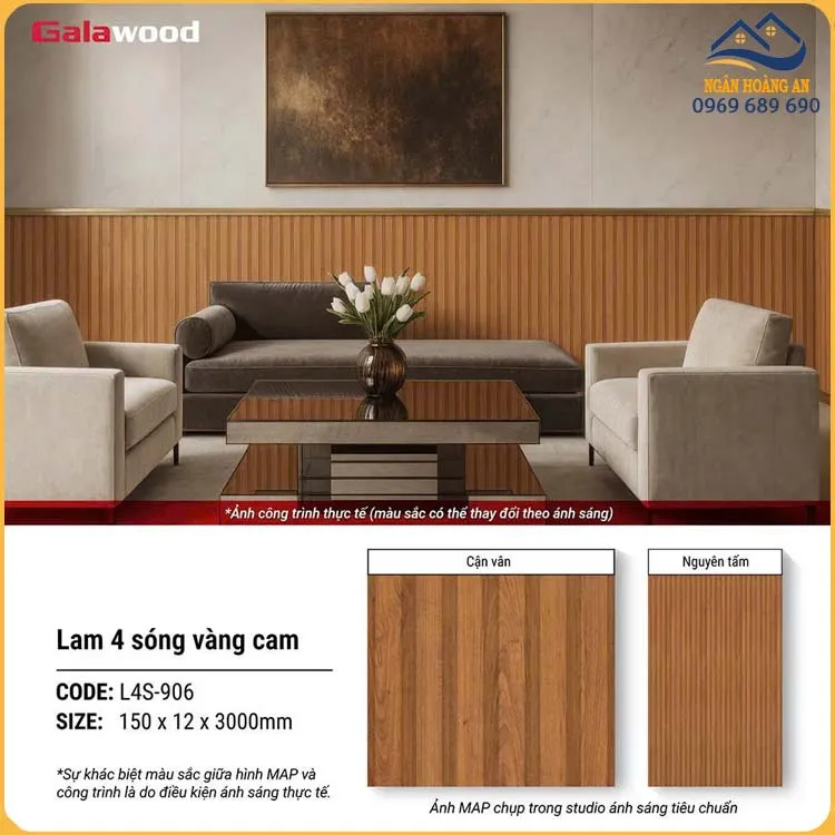 Tấm Ốp Lam Sóng Nhựa Giả Gỗ Galawood L4S-906