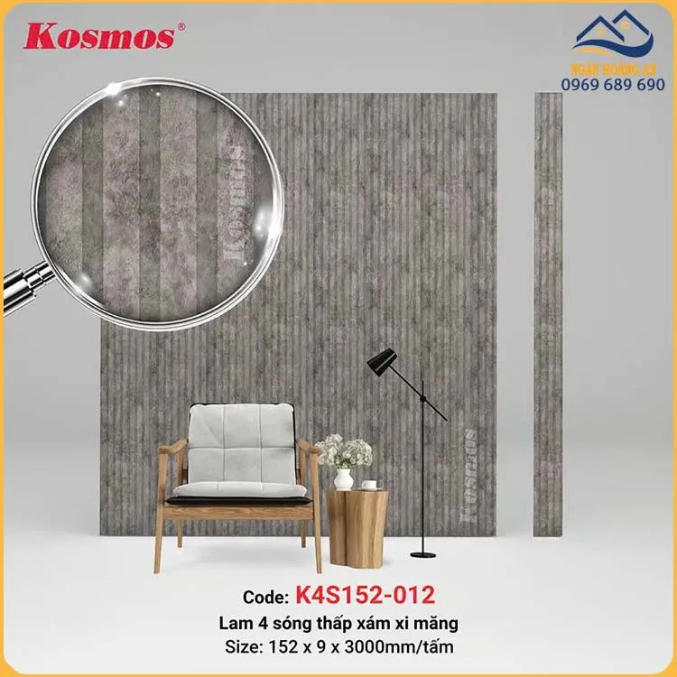 Tấm Ốp Lam Sóng Nhựa Vân Bê Tông Kosmos K4S152-012