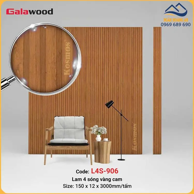 Tấm Ốp Lam Sóng Nhựa Giả Gỗ Galawood L4S-906
