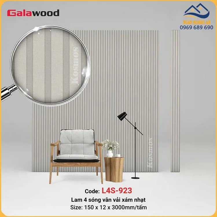Tấm Ốp Lam 4 Sóng Nhựa Giả Vân Vải Galawood L4S-923
