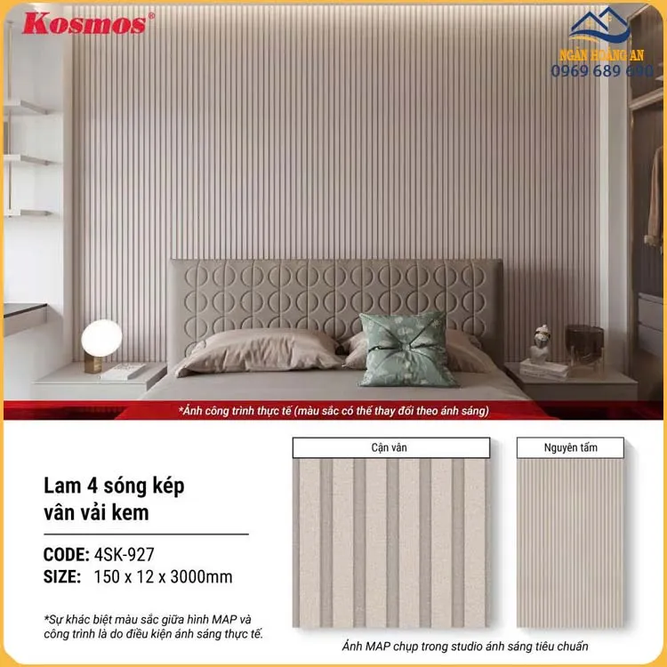 Tấm Ốp Lam 4 Sóng Kép Giả Vân Vải Kosmos 4SK-927