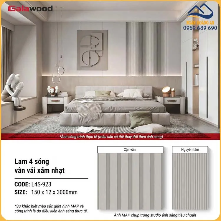 Tấm Ốp Lam 4 Sóng Nhựa Giả Vân Vải Galawood L4S-923