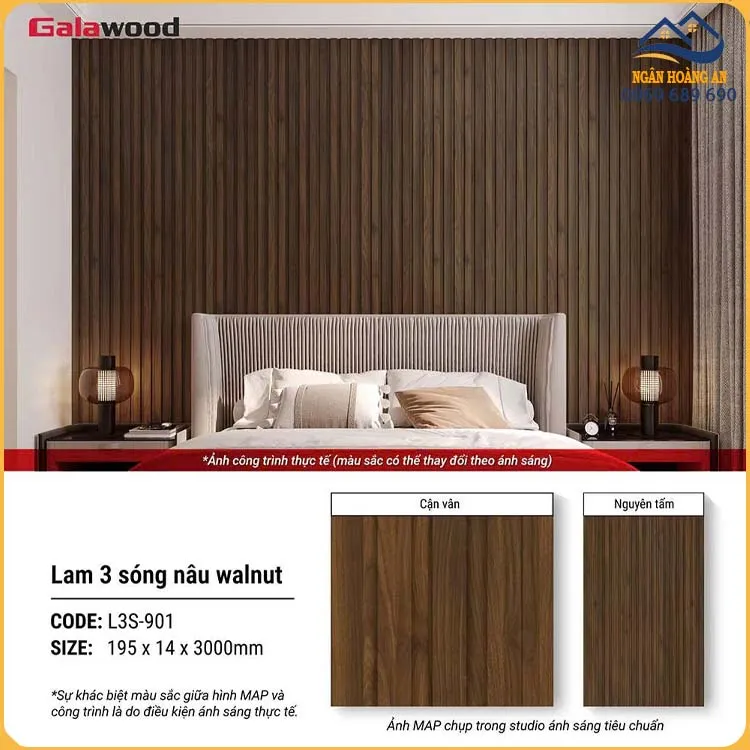 Tấm Nhựa Ốp Tường Lam Sóng Giả Gỗ Galawood L3S-901