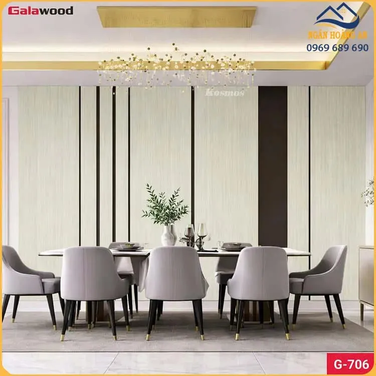 Tấm Ốp Than Tre Galawood 8mm G-706 Vân Gỗ Xước Vàng Kem Nhạt