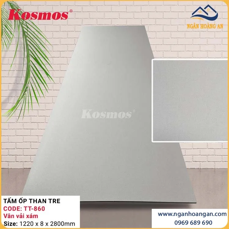 Ốp Tường Tấm Ốp Sợi Than Tre Kosmos TT-860 Vân Vải Xám