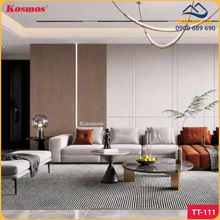 Tấm Ốp Than Tre 8mm Chống Xước Kosmos TT-111 Vân Nâu Đậm