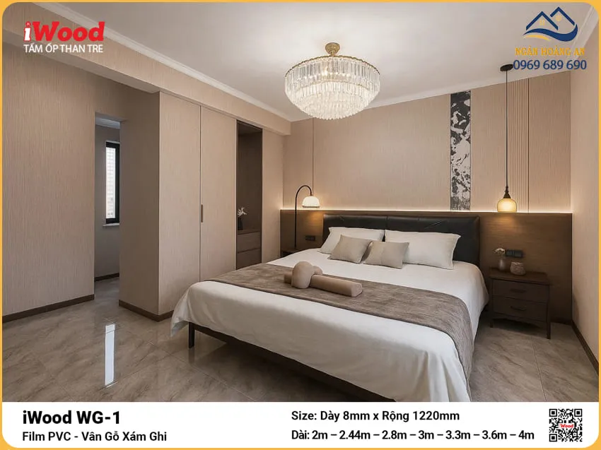 Tấm Ốp Đa Năng Sợi Than Tre Giả Vân Gỗ Sồi iWood WG-1