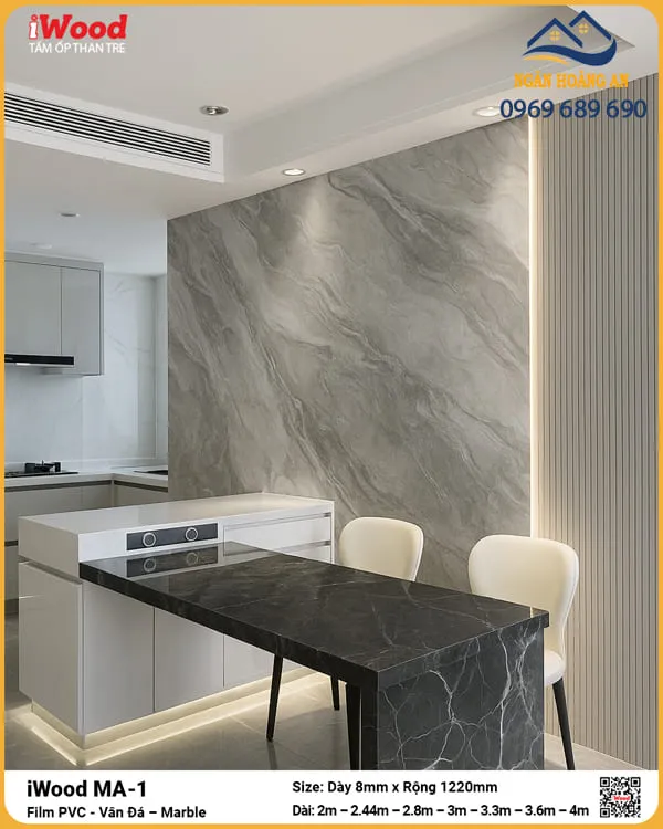 Tấm Ốp Sợi Than Tre Đa Năng Vân Đá iWood MA-1