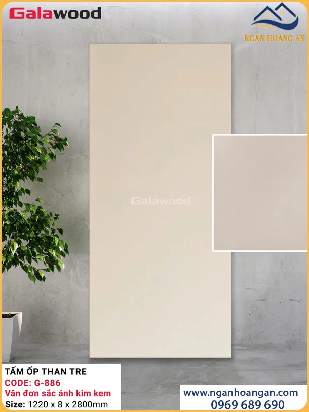 Tấm Ốp Than tre Vân Đơn Sắc Ánh Kim Galawood G-886