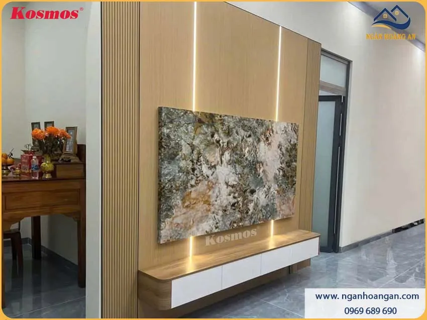 Ốp Tường Tấm Ốp Than Tre Vân Gỗ Vàng Kosmos TT-801CX