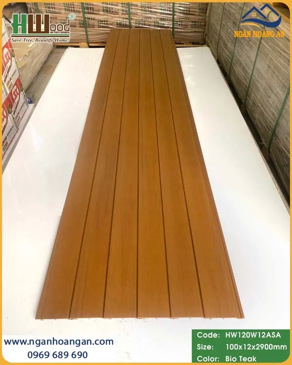 Tấm Ốp Tường Trần Gỗ Nhựa Phủ ASA Hwood HW120W12ASA Bio-Teak