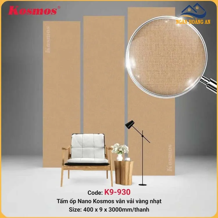 Tấm Ốp Tường Nano Vân Vải Vàng Nhạt Kosmos K9-930