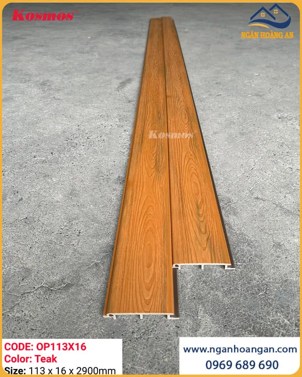 Tấm Ốp Trần Ngoài Trời Phủ ASA Kosmos OP113X16 Teak