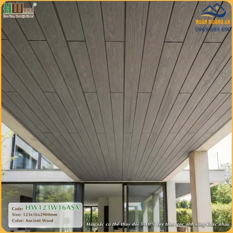 Tấm Ốp Vách Ngoài Trời Phủ ASA Hwood HW123W16ASA Ancient Wood