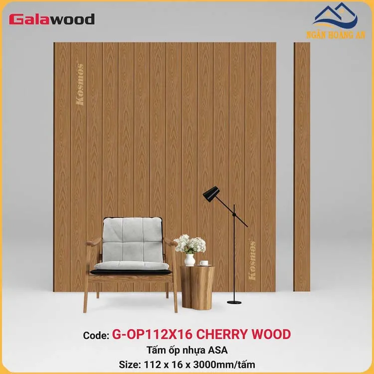 Tấm Ốp Trần Gỗ Nhựa Phủ ASA Galawood G-OP112X16 Cherry Wood