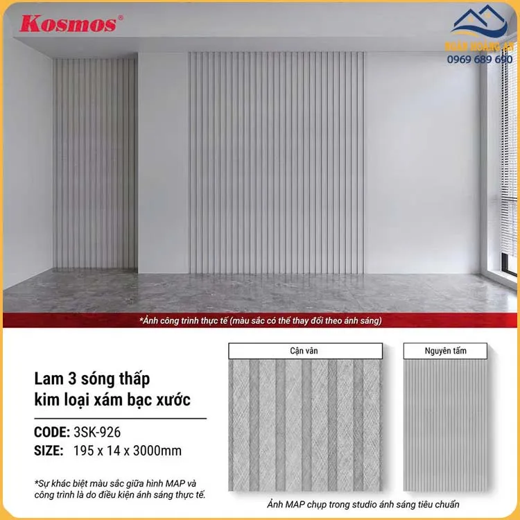 Tấm Ốp Tường Lam 3 Sóng Chân Kép Kosmos 3SK-926