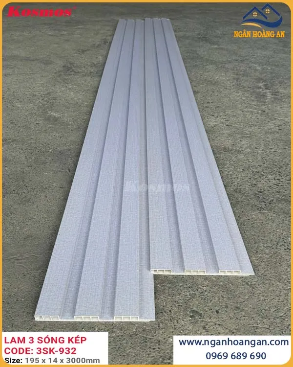 Tấm Nhựa Ốp Tường Lam 3 Sóng Vân Vải Xám Kosmos 3SK-932