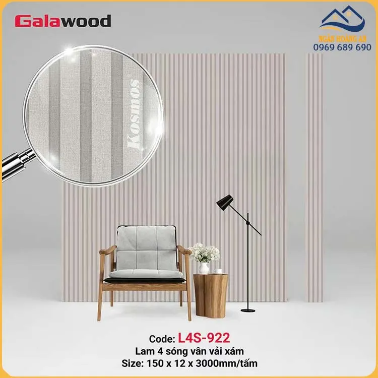 Tấm Ốp Tường Lam 4 Sóng Galawood Giả Vân Vải L4S-922