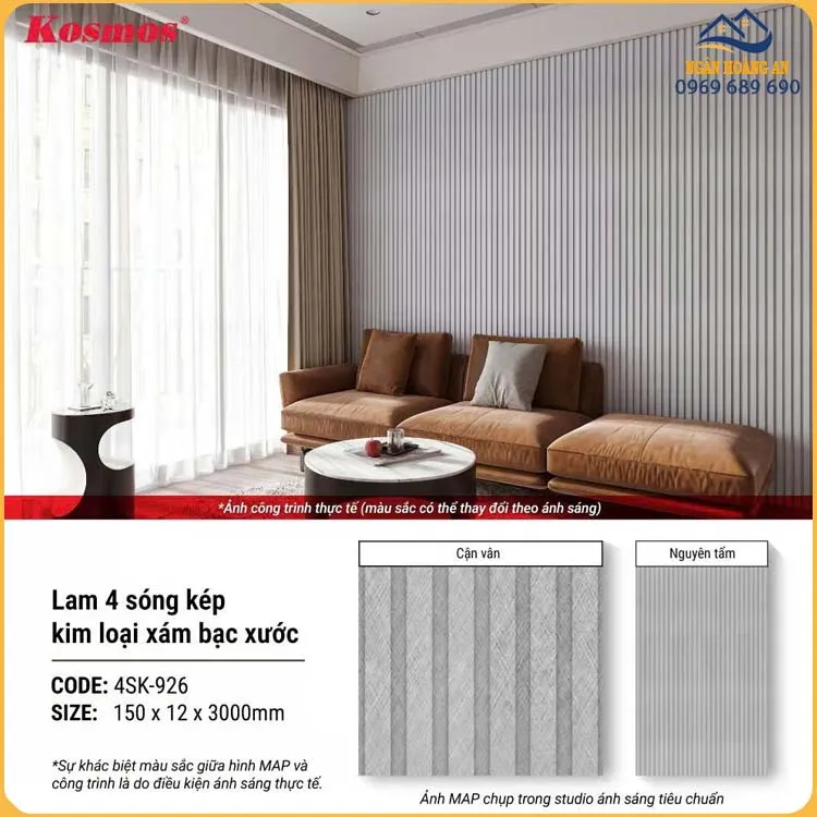 Tấm Ốp Tường Ốp Trần Lam 4 Sóng Kép Kosmos 4SK-926