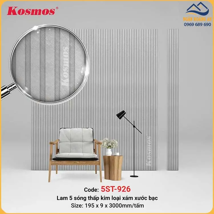 Tấm Ốp Tường Trần Lam 5 Sóng Vân Vải Kosmos 5St-926