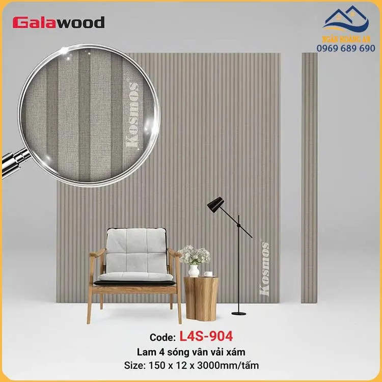 Tấm  Nhựa Ốp Tường Lam Sóng Galawood L4S-904 Vân Vải