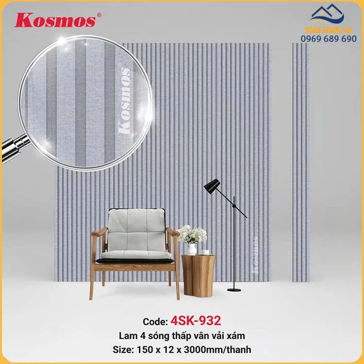 Tấm Ốp Tường Nhựa Lam Sóng Kép Kosmos Giả Vân Vải 4SK-932