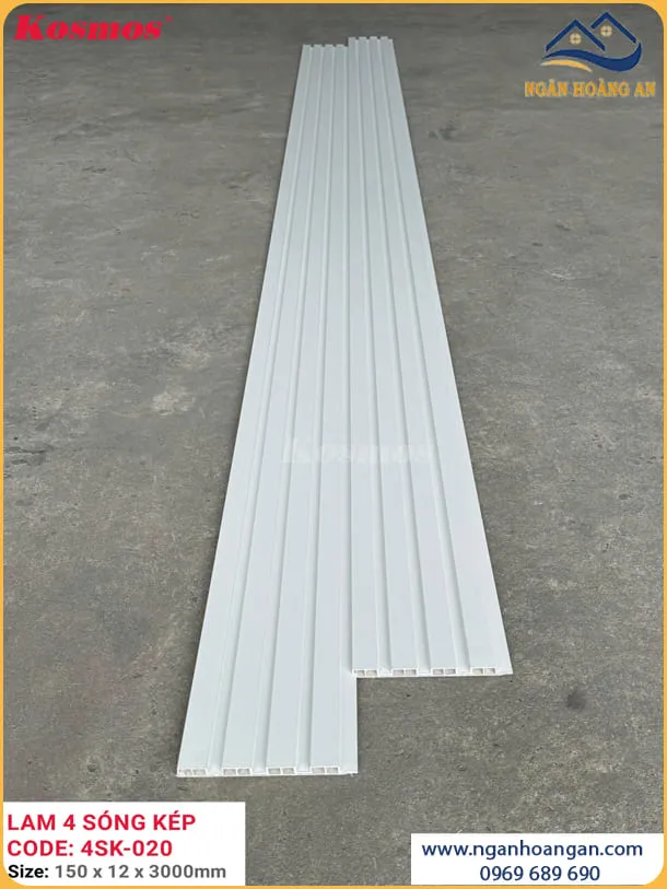 Tấm Ốp Tường Lam 4 Sóng Kép Vân Đơn Sắc Kosmos 4SK-020