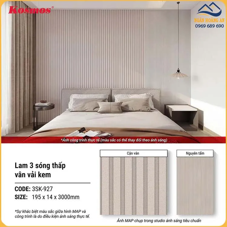 Tấm Nhựa Ốp Tường Lam Sóng Chân Kép Kosmos 3SK-927