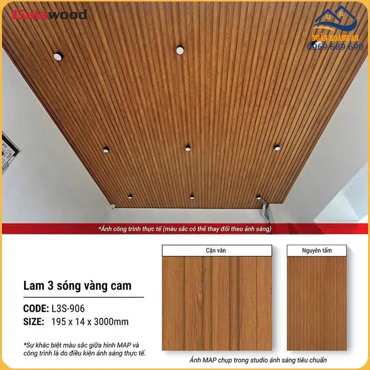 Tấm Nhựa Ốp Tường Lam Sóng Giả Gỗ Galawood L3S-906