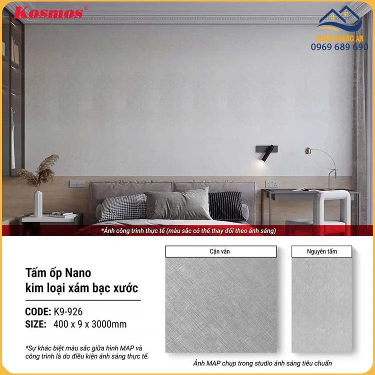 Tấm Ốp Tường Nhựa Nano Chân Kép Giả Vân Vải Kosmos K9-926