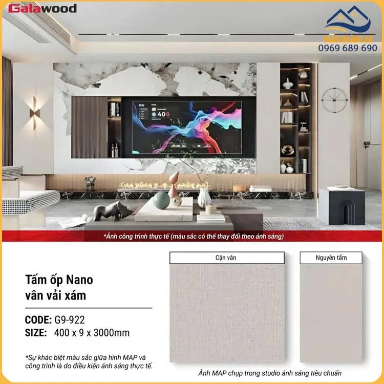 Tấm Nhựa Ốp Tường Nano Galawood Giả Vân Vải G9-922