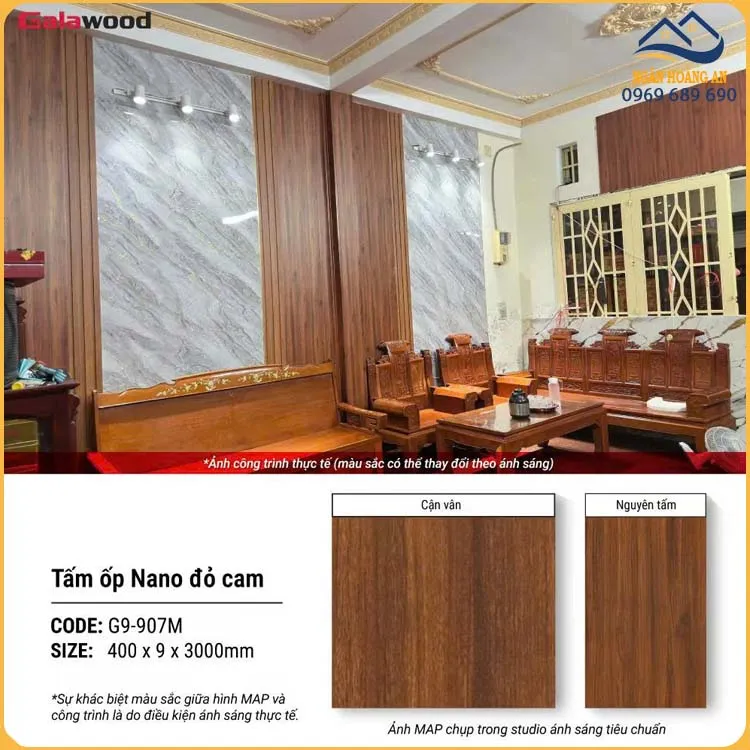 Tấm Ốp Tường Nano Nhựa Giả Gỗ Galawood G9-907M