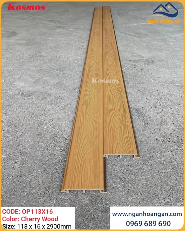 Tấm Ốp Tường Ngoài Trời Phủ ASA Kosmos OP113X16 Cherry Wood