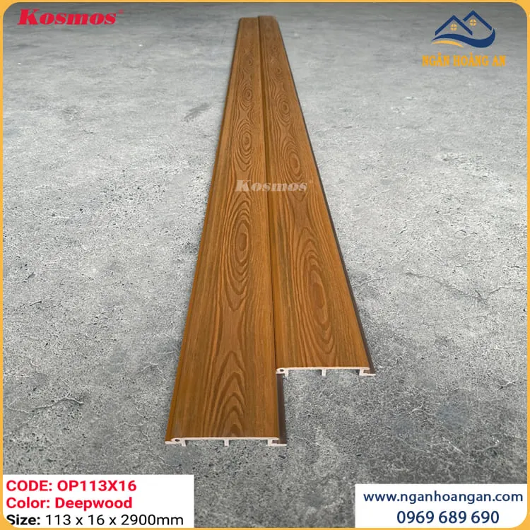 Tấm Ốp Gỗ Nhựa Ngoài Phủ ASA Kosmos OP113X16 Deep Wood