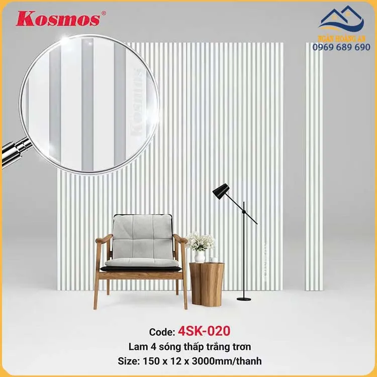 Tấm Ốp Tường Lam 4 Sóng Kép Vân Đơn Sắc Kosmos 4SK-020