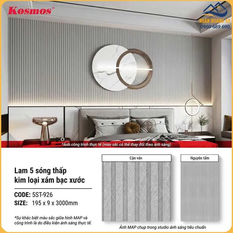 Tấm Ốp Tường Trần Lam 5 Sóng Vân Vải Kosmos 5St-926