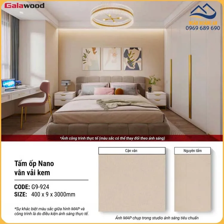 Tấm Ốp Tường Ốp Trần Nano Galawood Giả Vân Vải G9-924