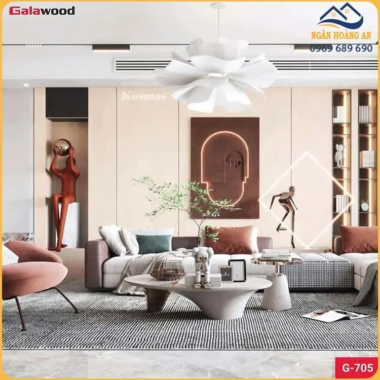 Tấm Ốp Đa Năng Sợi Than Tre Galawood G-705 Vân Vải Canvas Kem Nhạt