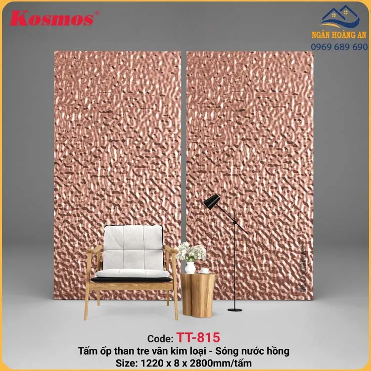 Ốp Tường Than Tre Sóng Nước PET Hồng Trà Kosmos TT-815