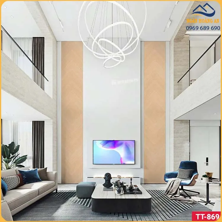Tấm Than Tre Vân Gỗ Xương Cá Vàng Kem PET Kosmos TT-869