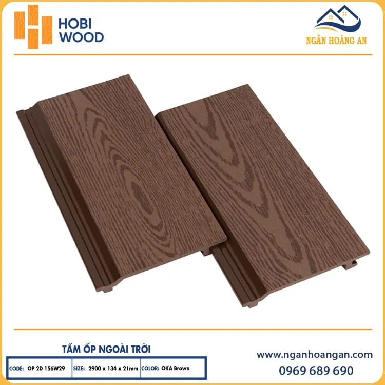 Ốp Vách Tường Gỗ Nhựa Ngoài Trời Hobiwood OP2D 156W29