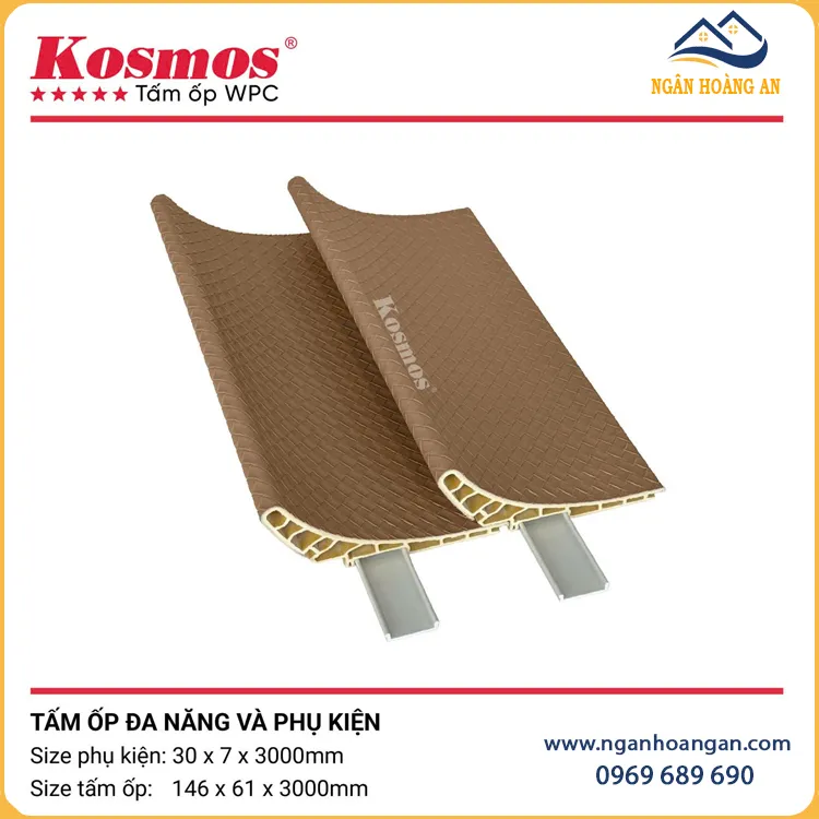 Tấm Ốp WPC Vân Da Đan Kosmos 35mm HT-114 Nâu Đậm