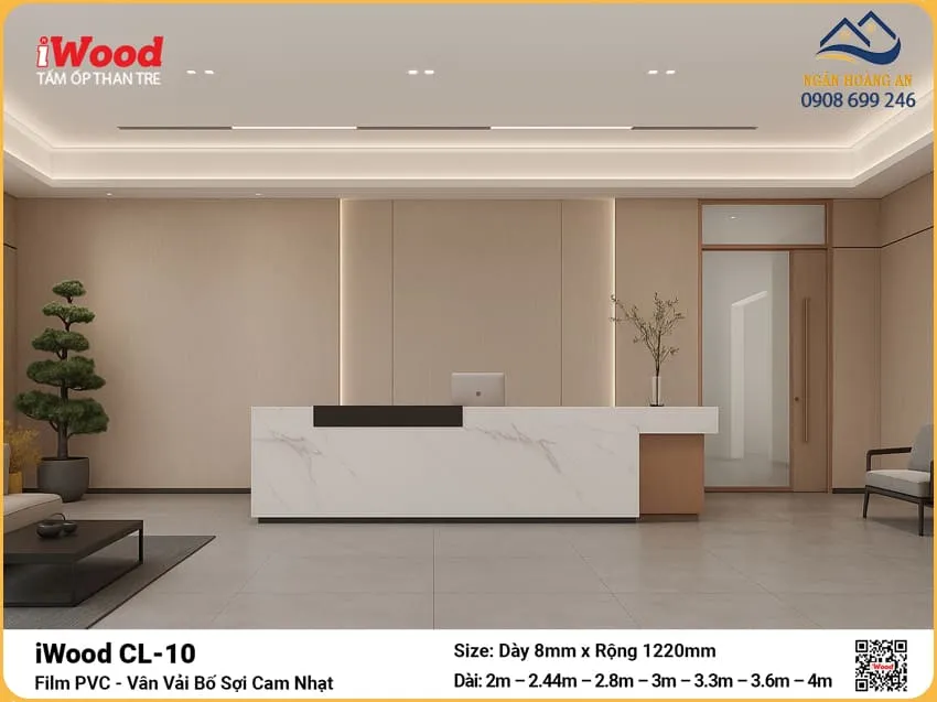 Tấm Sợi Than Tre Đa Năng Vân Vải Cam Nhạt iWood CL-10