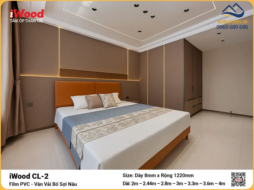 Tấm Ốp Than Tre Vân Vải Bố Sợi Nâu iWood CL-2
