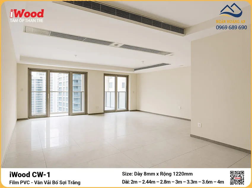 Tấm Than Tre Vải Bố Sợi Trắng iWood CW-1 Ốp Tường