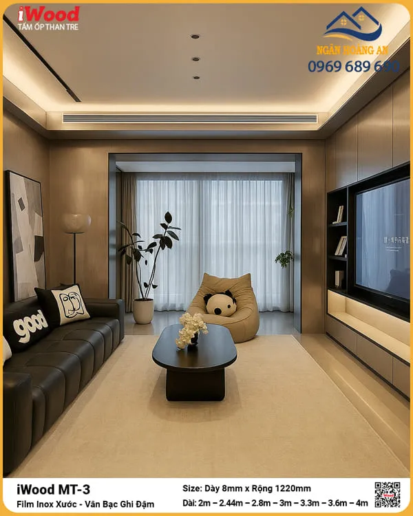 Ốp Tường Sợi Than Tre Đa Năng Vân Kim Loại iWood MT-3