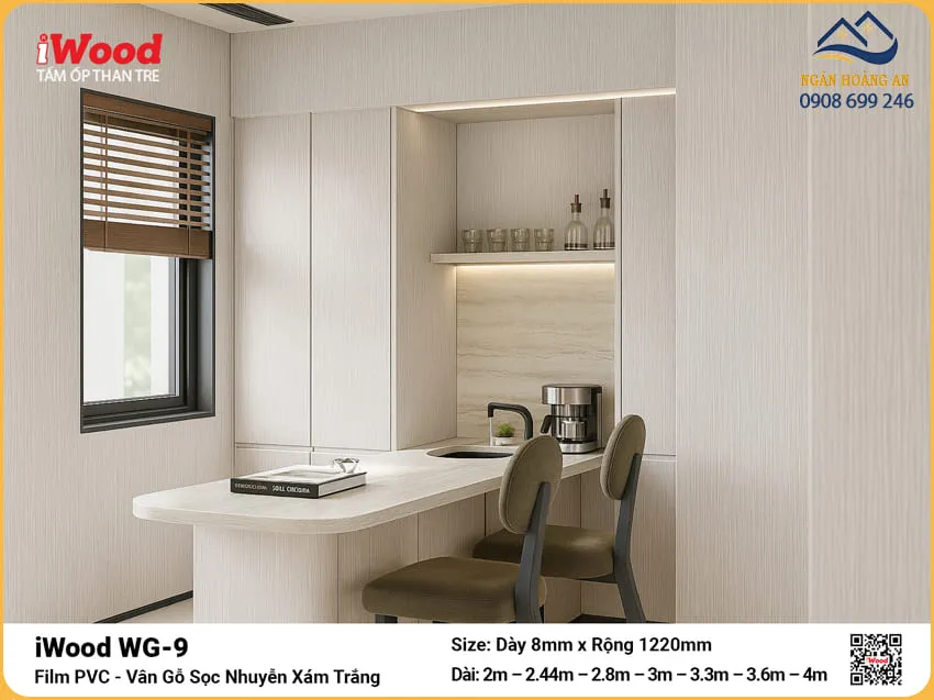 Tấm Than Tre Ốp Tường Trần Vân Gỗ Xám Trắng iWood WG-9