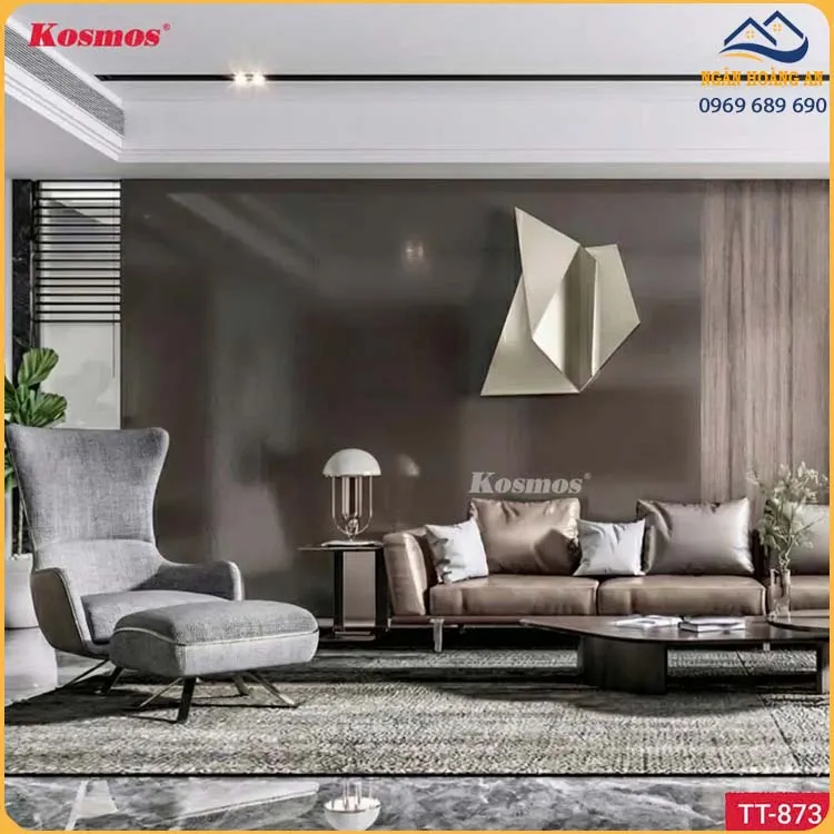 Tấm Ốp Đa Năng Than Tre Kosmos TT-873 Vân Đơn Sắc Pet Xám Đậm