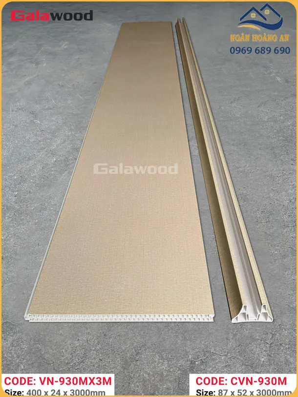 Tấm Vách Ngăn 2 Mặt Galawood 24mm VN-930MX3M Vân Vải Vàng Nhạt