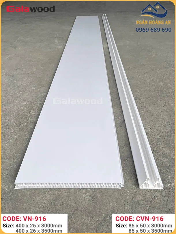 Tấm Vách Ngăn Phòng PVC Màu Trắng Galawood VN-916X3M